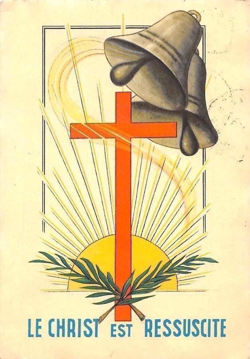 Le Christ Est Ressuscite Cross Bells Religion Hippostcard