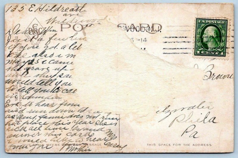 1914 WILDWOOD NJ*CASINO*THE OCEAN IS A CONSTANT CHANGING PICTURE* POSTCARD*FLAG