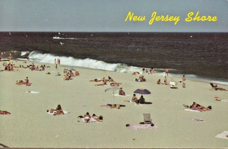 NJ Point Pleasant Beach New Jersey Ocean County sunbathers vintage postcard