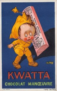 KWATTA CHOCOLATE THEATER BELGIUM OHWY ARTIST SIGNED ADVERTISING POSTCARD (1925)