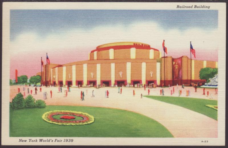 Railroad Building,New York World's Fair 1939 Postcard