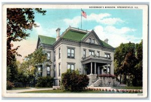 1930 Governor's Mansion Springfield Illinois IL Vintage Posted Postcard