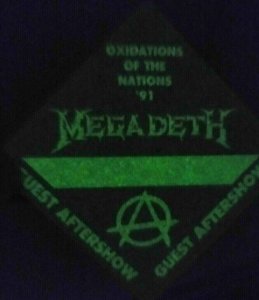 Megadeth Glow In The Dark Backstage Pass Original 1991 Heavy Metal Rock Music