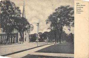 Danbury Connecticut~Main Street South~Boys in Front of Church~Lady by Tree~1908