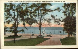 Annapolis MD Monument & War Trophies c1920 Postcard