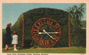 Vintage Postcard Floral Clock Picturesque Greenfield Village Dearborn Michigan
