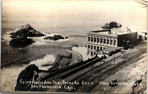 1920 SAN FRANCISCO CALIFORNIA CLIFF HOUSE SEAL ROCKS ARTOPHO RPPC POSTCARD 41280