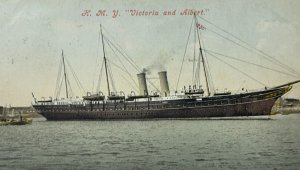 Royal Navy HMS Victoria & Albert Battleship Vtg Postcard - WWI Era