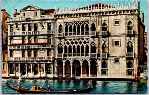 Venezia Ca D'Oro Golden House Venice Italy Boating Tourist Attraction Postcard