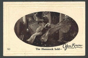 1910 RPPC Romantic Couple On Hammock Used