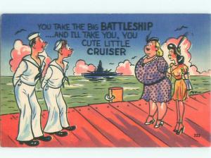 Linen Risque SEXY THIN GIRL & FAT CHUBBY GIRL WITH WWII NAVY SAILORS AB6615