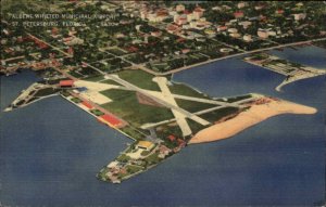 St Petersburg Florida FL Albert Whitted Airport Air View Linen Vintage Postcard