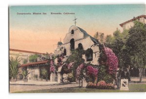 Riverside California CA Hand Colored Postcard 1930-1950 Campanario Mission Inn