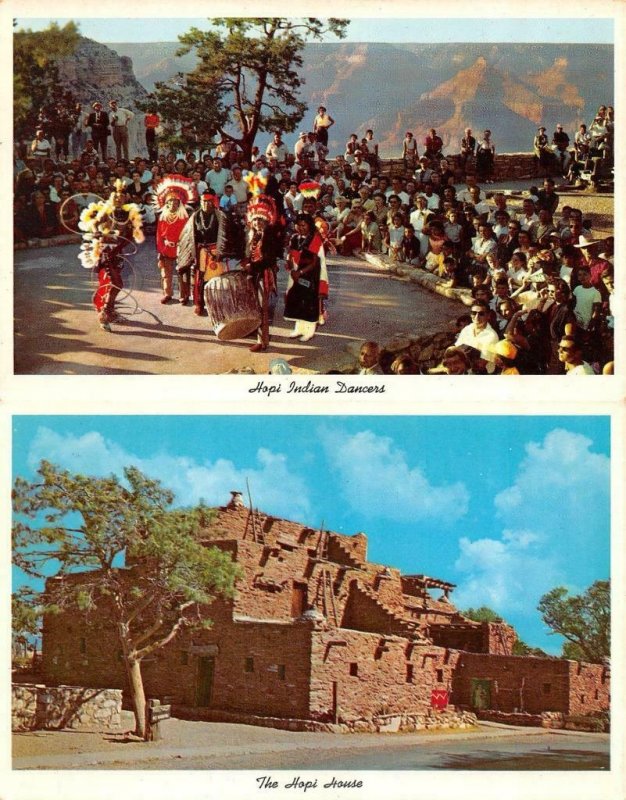 AZ Arizona HOPI HOUSE~INDIAN DANCERS~Grand Canyon NATIVE AMERICANA *2* Postcards