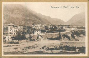 Italy Veneto Belluno Ponte nelle Alpi panorama vintage postcard