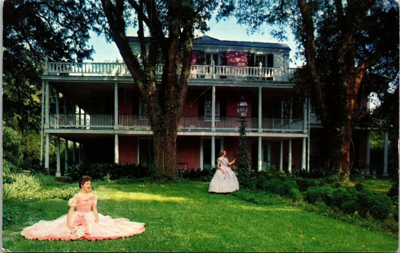 Elms Natchez Mississippi Home Mrs Joseph B Kellogg Postcard VTG Mirro Deep South 