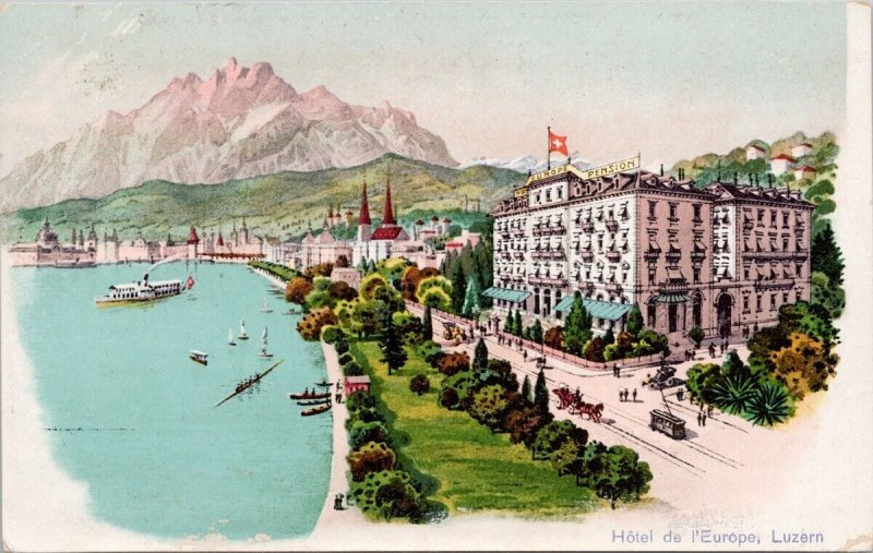 Hotel de l'Europe Luzern Lucerne Switzerland Unused Postcard H57