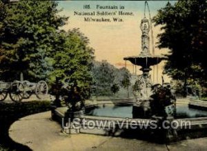 Fountain In National Soldiers' Home - MIlwaukee, Wisconsin WI Postcard