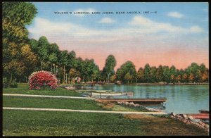 Weldon's Landing, Lake James, Near Angola, IN. E.C. Kropp linen postcard