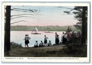 1922 Watching Canoe Races Sargent School Girls Hancock New Hampshire NH Postcard