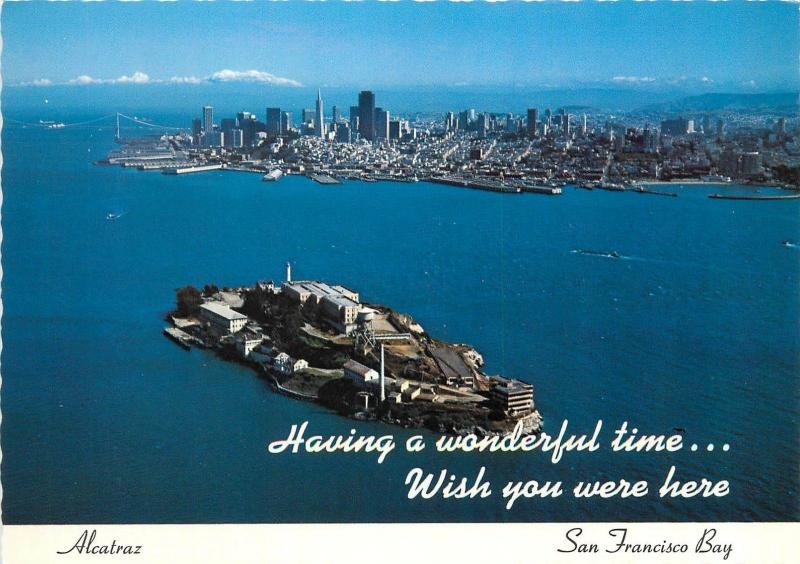 Alcatraz Island aerial view Federal Penitentiary San Francisco Bay United States