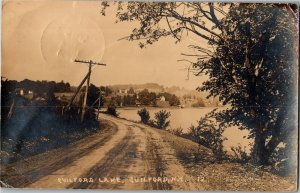 RPPC Road Along Shore of Guilford Lake, Guilford NY c1925 Vintage Postcard V40