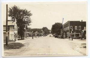 Hancock WI North Main Street Gas Station Store Fronts RPPC Real Photo Postcard