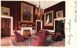 Vintage Postcard 1906 Chandelier Red Room The White House Washington D. C.