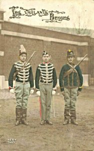 Les Vaillants Belges The Valiant Belgians Tinted Real Photo Postcard