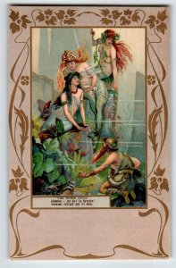 Mermaids Nymphs Underwater Fantasy Postcard Tuck Wagner Opera 694 Unused 1904