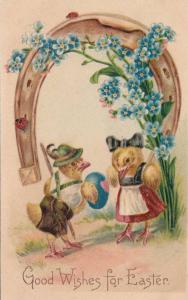 LP15      Easter Holiday Greetings postcard,  horseshoe, 