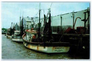 c1960s Shrimp Boats Scene At Dock Port Lavaca Texas TX Unposted Vintage Postcard