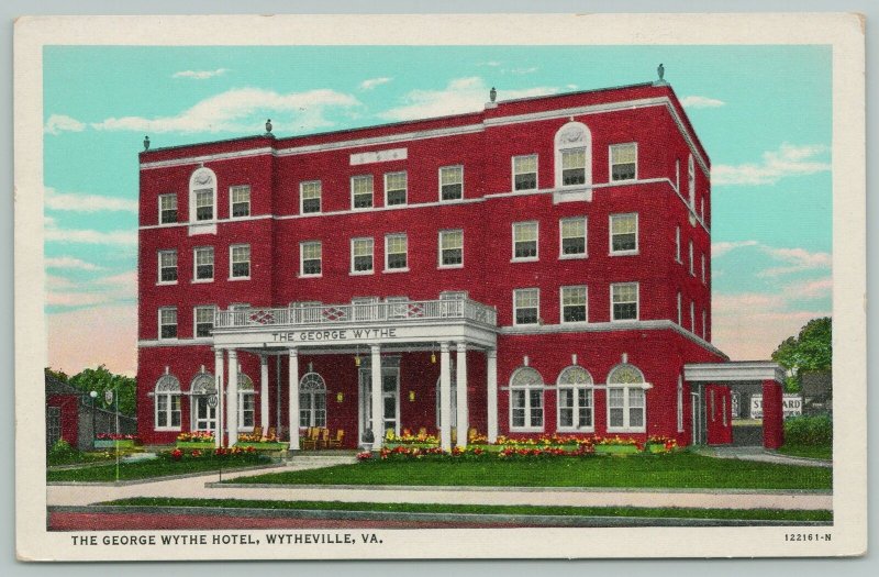 Wytheville Virginia~George Wythe Hotel~1940s Linen Postcard