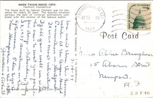 Mark Twain House Hartford Connecticut CT Postcard PM Providence RI Cancel WOB 