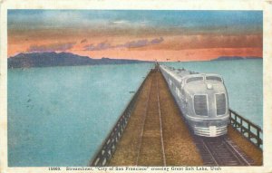 Carpenter Great Salt Lake City Utah 1943 Steamliner Railroad  Postcard 8802