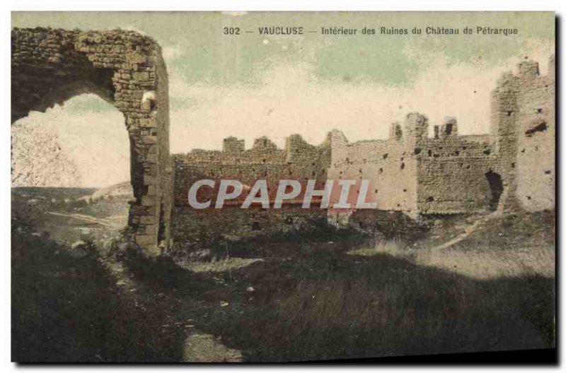 Postcard Old Vaucluse Interior Ruins of Castle Petrarch