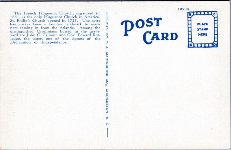 Church Street, Showing Huguenot and St. Philips Church, Charleston SC