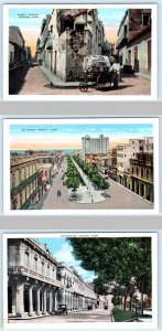 3 Postcards HAVANA, CUBA ~ Residences STREET VENDOR The Prado ca 1920s-30s