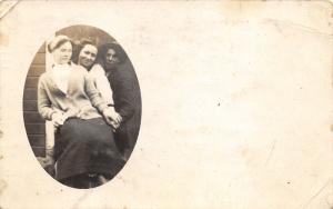 2 Girls Sitting on Man's Lap~Note on Back~RPPC Mailed 1913 @ Saint Cloud MN