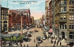 Seattle WA First Avenue Pioneer Square c1921 Postcard F11