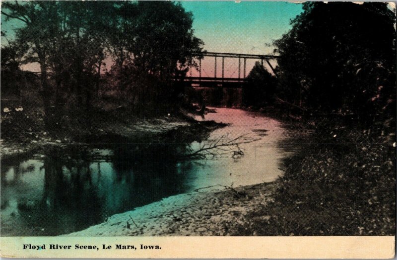 Floyd River Scene, Le Mars IA c1913 Vintage Postcard E54