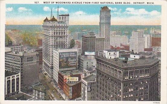 Michigan Detroit West Of Woodward Avenue From First National Bank Building