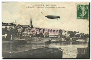 Old Postcard C M Saint Cloud La Passe Republic Airship above Saint Cloud Zepp...