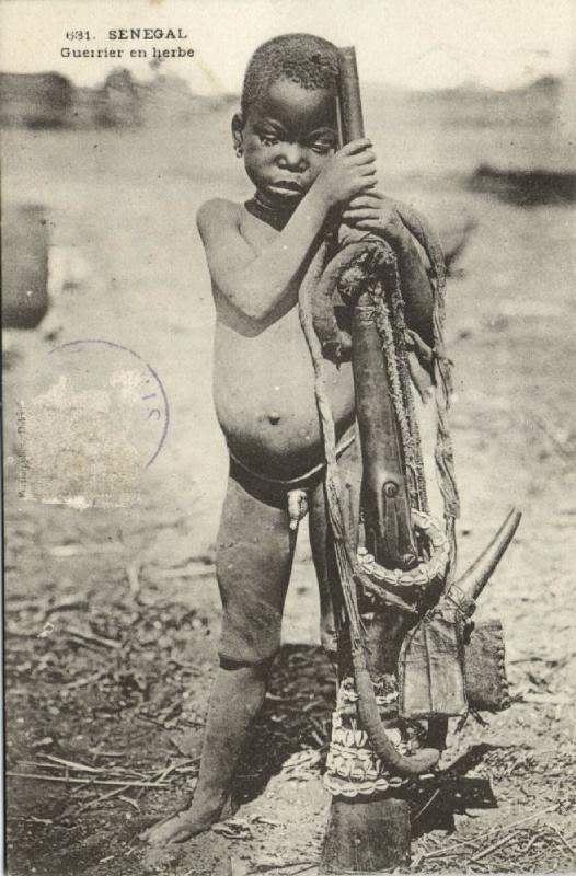 senegal, Native Young Boy, Warrior with Gun (1906) Postcard