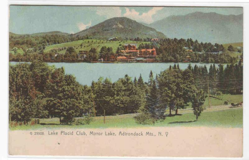 Lake Placid Club Mirror Lake Adirondack Mountains New York 1909 postcard