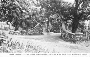 Camp Lake Wisconsin Main Entrance Salvation Army 1930s Postcard Childs 20-12296