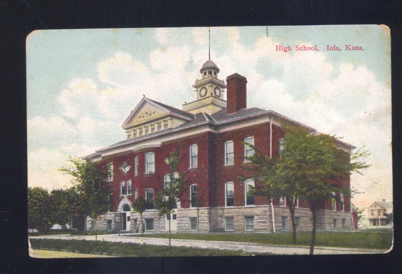 Iola Kansas High School Building Antique Vintage Postcard 1910 United States Kansas Other