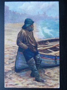 Toilers of the Deep Fisherman ON THE LOOK-OUT c1905 Postcard Raphael Tuck 6690