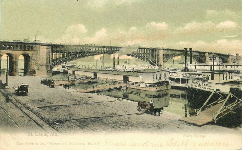 Missouri St Louis Bridge Teich Mississippi Waterfront 1906 Postcard 22-3700