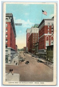 1931 Looking West On Douglas Street Business District Omaha Nebraska NE Postcard